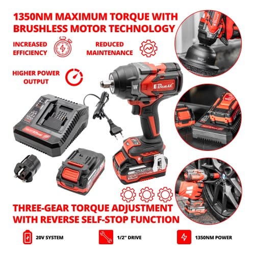 WELZH® E-Beast™ Cordless Brushless Impact Wrench 1/2"dr; 1350NM - Image 2