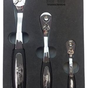 WELZH® Skrall sett; 108-Tooth Soft Grip Handle 3-Piece Set